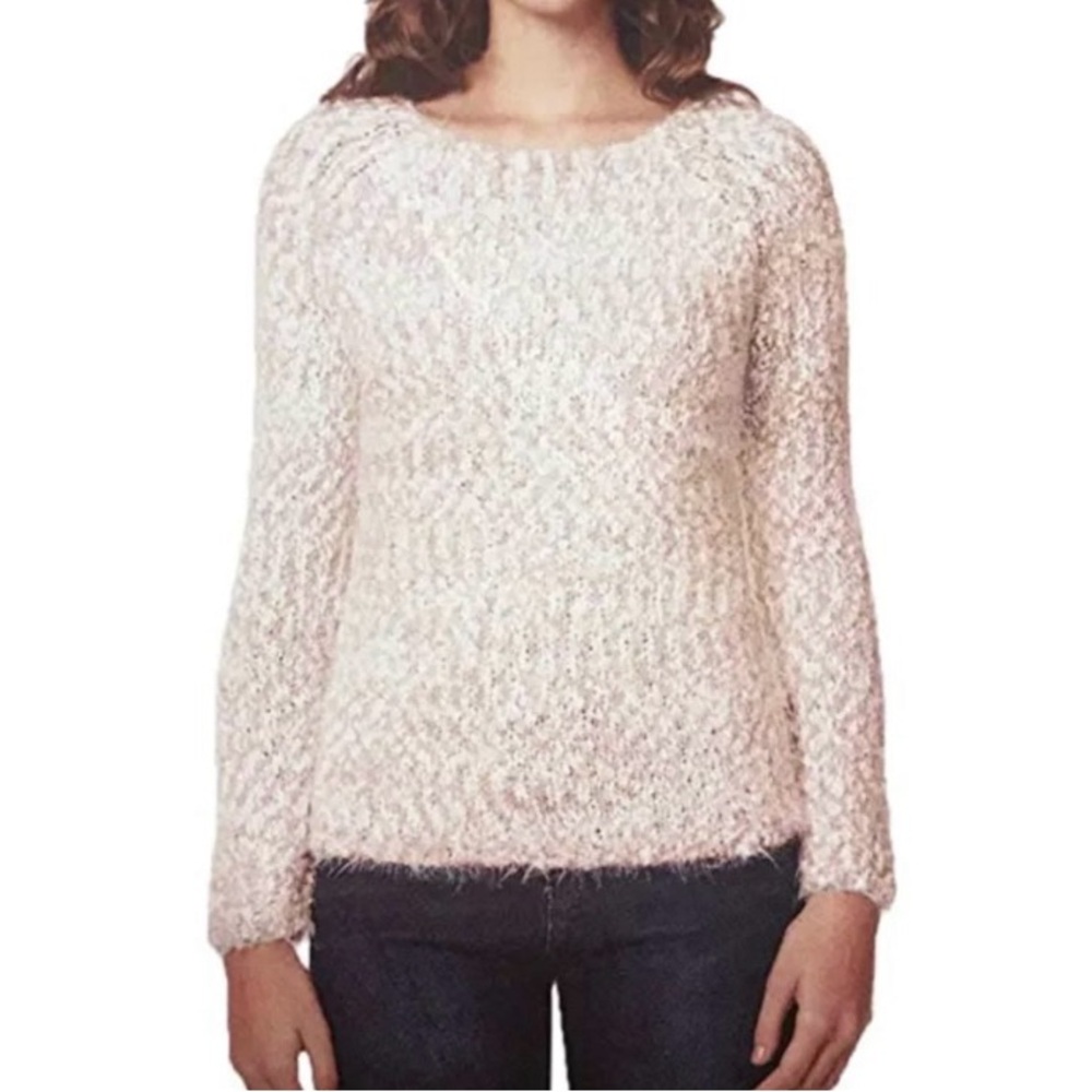 Buffalo David Bitton Eyelash Scoop Neck Sweater Size L Pink Color.